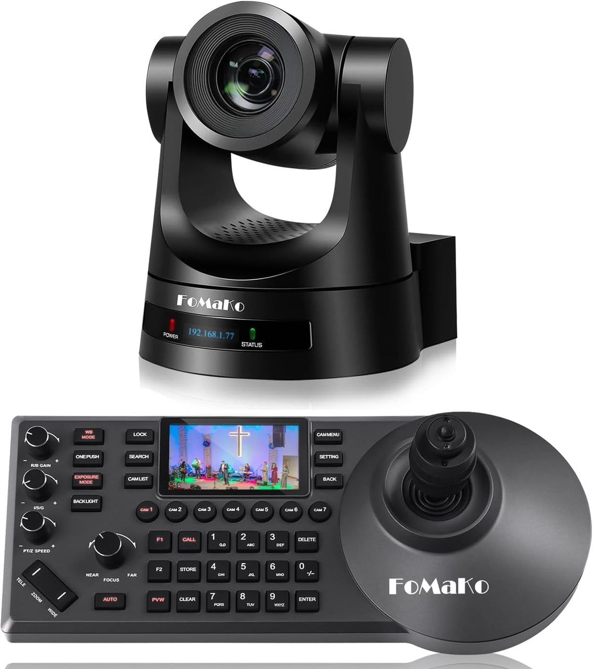 FoMaKo SDI PTZ Kamera Set - 20fach optischer Zoom mit KI Tracking Gen 3 - 3G SDI HDMI USB3.0 LAN PoE - mit FMK20SDI Pro Kamera und BH201 PTZ Controller für Live Streaming