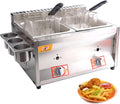 Gas Fritteuse mit 10L Ölkapazität - Propan LPG Tischfritteuse aus Edelstahl - mit 2 Frittierkörben und Deckel - Silber für Gastronomie und Haushaltsküche