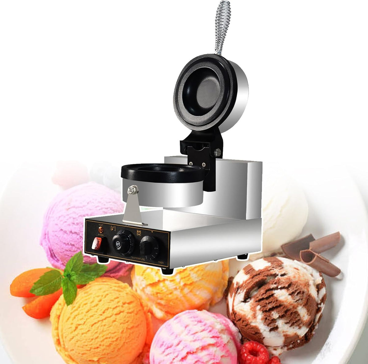 EIS Sandwich Presse - Temperaturregelung von 50 bis 300 Grad - kommerzielle Hamburgerpresse mit Verbrühschutzgriff - 110V elektrische Presse für Snacks und Burger