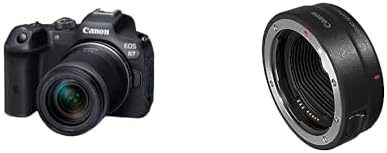 Canon EOS R7 Kamera spiegellose Camera - RF-S 18 bis 150 mm IS STM Zoomobjektiv mit APS-C Sensor - EF EOS R Bajonettadapter für EF und EF-S Objektive - Bildstabilisierung Schwarz