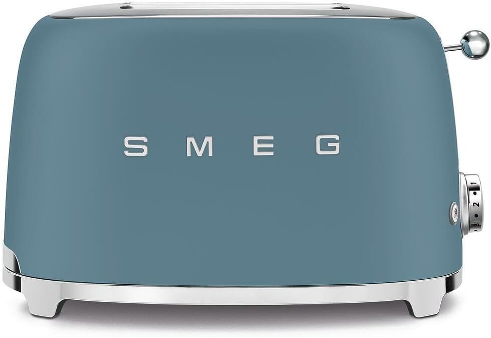 SMEG Torradeira 2 Tostas Anni50 TSF01SBMEU - Storm Blue Edelstahl Toaster für 2 Scheiben - 950W Leistung für Brot und Toast - Retro Küchentoaster im Anni50 Design