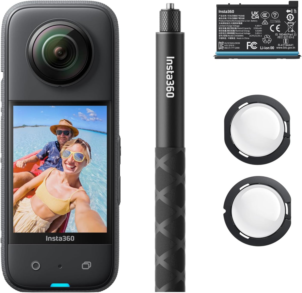 Insta360 X3 Starter Bundle - wasserdichte 5,7K 360 Grad Action Kamera mit 1,27cm Sensor - 72MP Fotos und 5,8cm Touchscreen - Stabilisierung und Vibrationserkennung für Sport und Reise