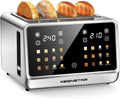 4 Scheiben Toaster Smart aus Edelstahl - 3,8 cm breite Toastschlitze für 6 Brotsorten - 6 Röststufen mit Timer - Brottoaster für Bagels Muffins und Waffeln