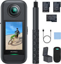 AKASO 360 Grad Action Cam Creator Set - 5,7K Video und 72 MP Fotos - duale 48 MP CMOS Sensoren - 2,29 Zoll Touchscreen mit Horizon Lock und KI Verfolgung