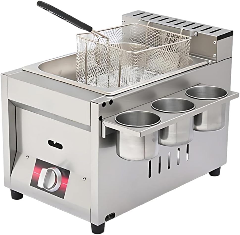 Gastro Gas Fritteuse Acentesoft als Tischgerät - Edelstahl Mehrtank Fritteuse der 8L 16L 24L Serie - Einzelbehälter Ausführung - unabhängige Temperaturregelung