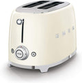 Smeg TSF01 Creme Toaster - Zwei Scheiben mit 950 Watt Leistung - Edelstahl und Emaille Gehäuse - Drehregler und Tasten für Brot und Toast