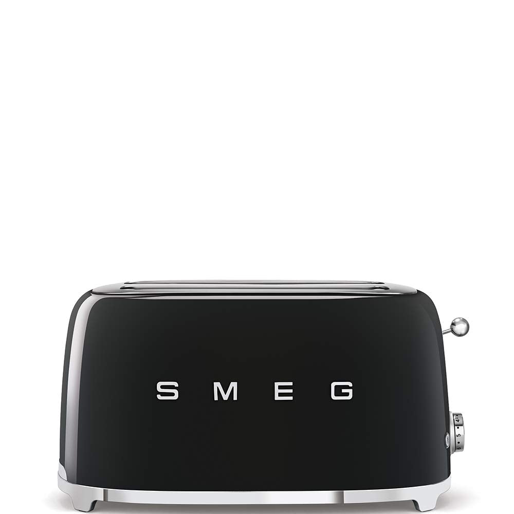 Smeg TSF02BLEU Toaster für 2 Scheiben - 950W mit 2 langen Schlitzen - 6 Bräunungsstufen - Schwarz mit Auftau Bagel und Aufwärmfunktion