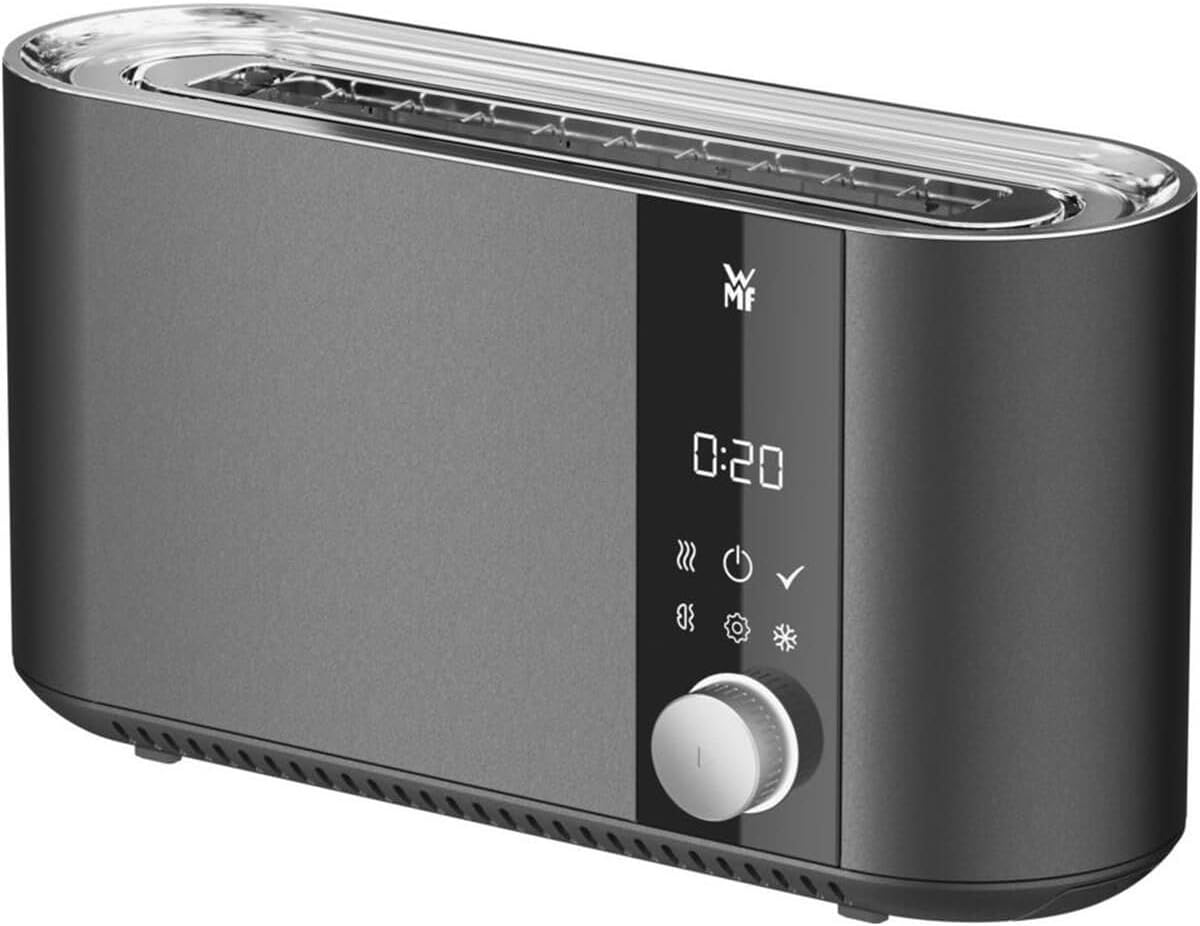 WMF Master Toaster Langschlitz Motorisiert - 2 Scheiben XXL Toast mit automatischer Brotzentrierung - 980 Watt Touch Bedienfeld - Check Up Funktion und LED Lichtleiste