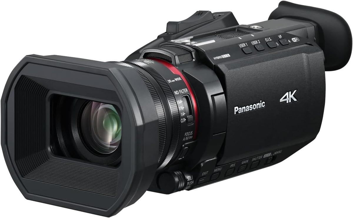 Panasonic HC-X1600E 4K 60p Professional Camcorder - 25mm Weitwinkelobjektiv mit 24fach optischem Zoom - 5 Achsen Hybrid OIS - WLAN USB PD und HDMI in Schwarz