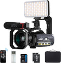 ORDRO AC3 IR Nachtsicht Camcorder - 4K 24FPS und 1080p 60FPS Vlog Videokamera - WLAN mit Mikrofon LED Licht und Weitwinkelobjektiv - Halterung und Tragetasche