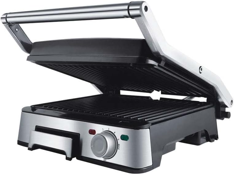 Panini Press Grill - Sandwichmaker mit Antihaftplatten und Temperaturregelung - 180 Grad Öffnungsfunktion für Sandwiches und Steaks - Vielseitiger Kontaktgrill