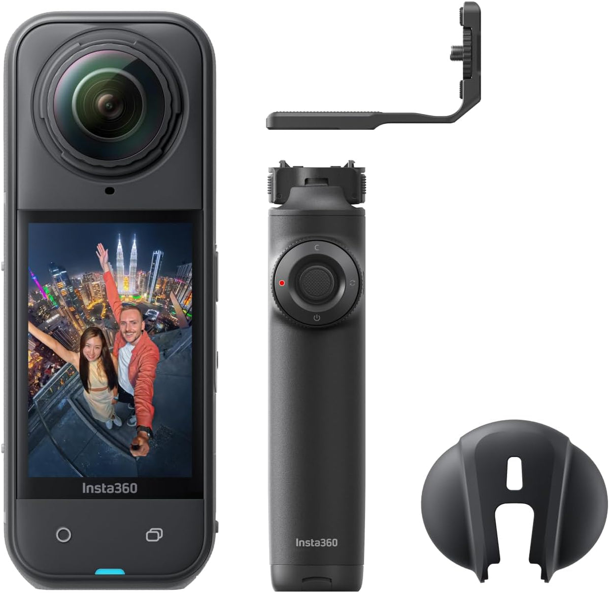 Insta360 X5 Vlog-Bundle - Wasserdichte 8K 360 Grad Kamera mit CMOS Sensor - Austauschbare Linsen und 3 Stunden Akku - Selfie Stick Effekt und Windschutz in Nachtschwarz