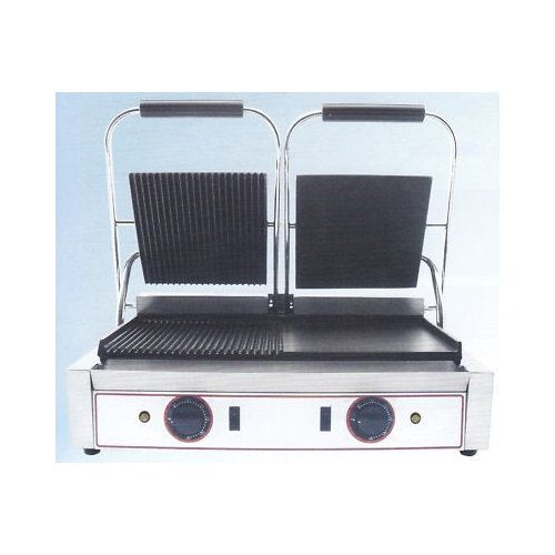 Gusseisen Platte glatt doppelt RS 1697 - Doppelgrillplatte für Toast Sandwiches und Pizza - 230V Betrieb - 11 kg für Gastronomie und Küche