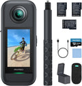 AKASO 360 Creator Set - 5,7K 360 Grad Action Kamera mit 72 MP Fotos - Zwei 48 MP Sensoren und 2,29 Zoll Touchscreen - Mit 256 GB Karte Selfie Stick und AI Verfolgung