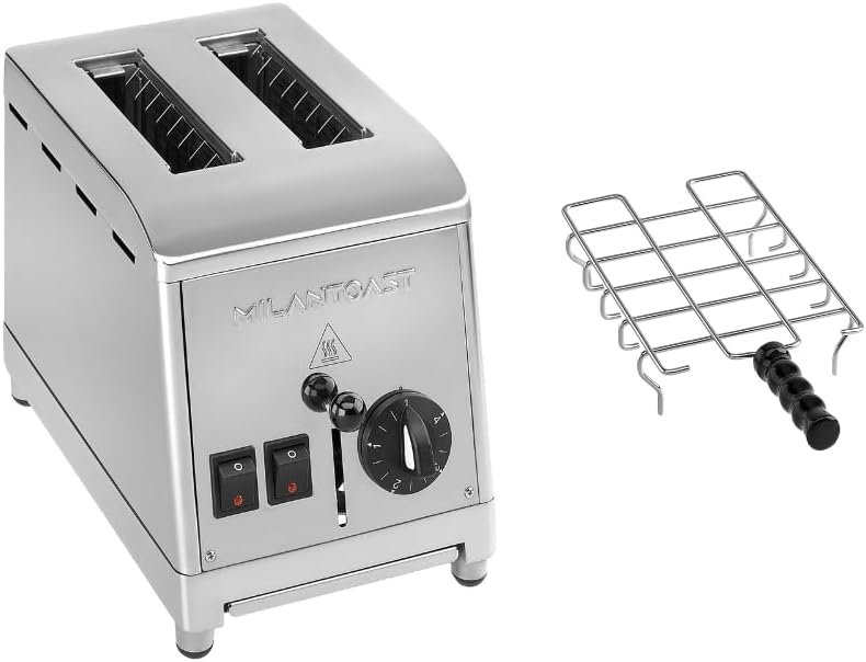 Milan Toast Edelstahltoaster 7200 - elektrischer Brotröster aus Edelstahl - mit Brötchenaufsatz - für Toast und Käsesandwiches