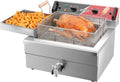 CROSSON Elektro Fritteuse 12 Liter - 6500 Watt Gastro Fritteuse aus Edelstahl - Mit Ablaufhahn und 3 Körben - Für Restaurant Küche und gewerblichen Einsatz