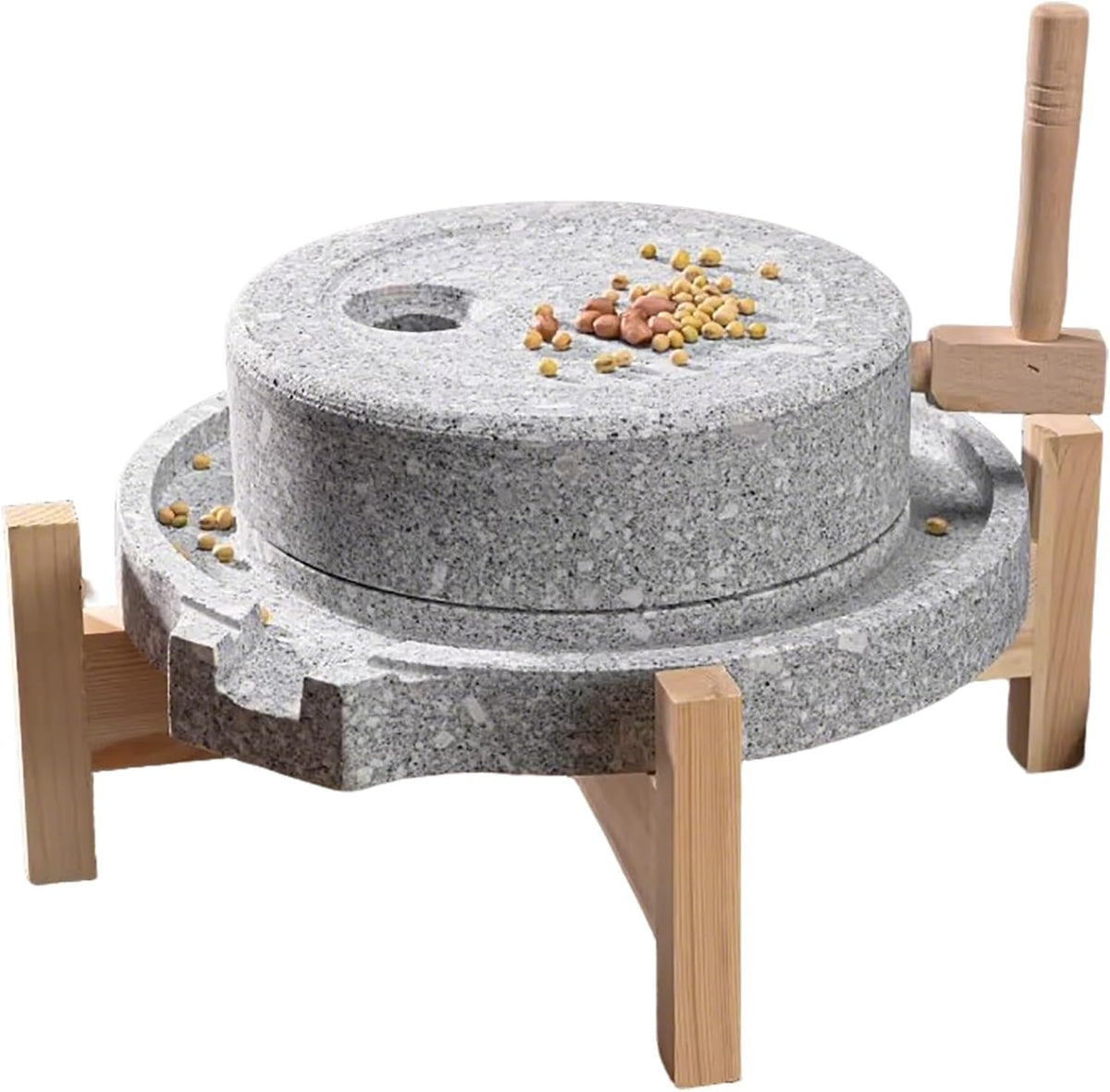 Steinkornmühle für Zuhause - Nass und Trockenmühle für Getreide - Für Kaffeebohnen und Gewürzpulver - Manuelle Küchenmühle zum Mahlen und Pulverisieren