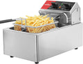 CROSSON 6L Elektrische Aufsatzfritteuse - 3000W Edelstahl Fritteuse mit 30 Minuten Timer - abnehmbarer Öltank und drehbarer Frittierkopf - Silber für Gastronomie