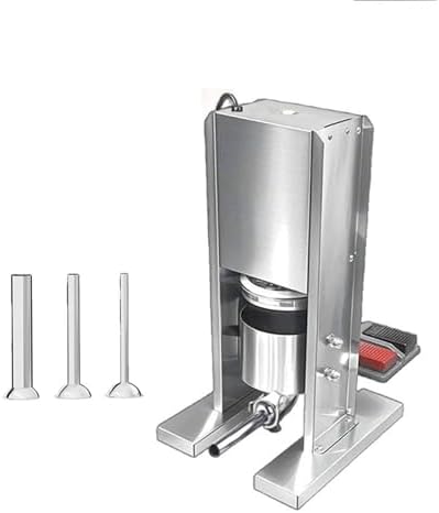 Wurstfüllmaschine aus Edelstahl - Füllgerät mit Doppelfußpedal für effizientes Arbeiten - Mit passenden Füllrohren für Wurstherstellung - Manuelle Verarbeitung ohne Batterien