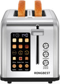 2 Scheiben Touchscreen Toaster aus Edelstahl - extrabreite Schlitze für Brot und Bagels - Auftau Aufwärm und Abbruchfunktion - Silber mit Krümelschublade