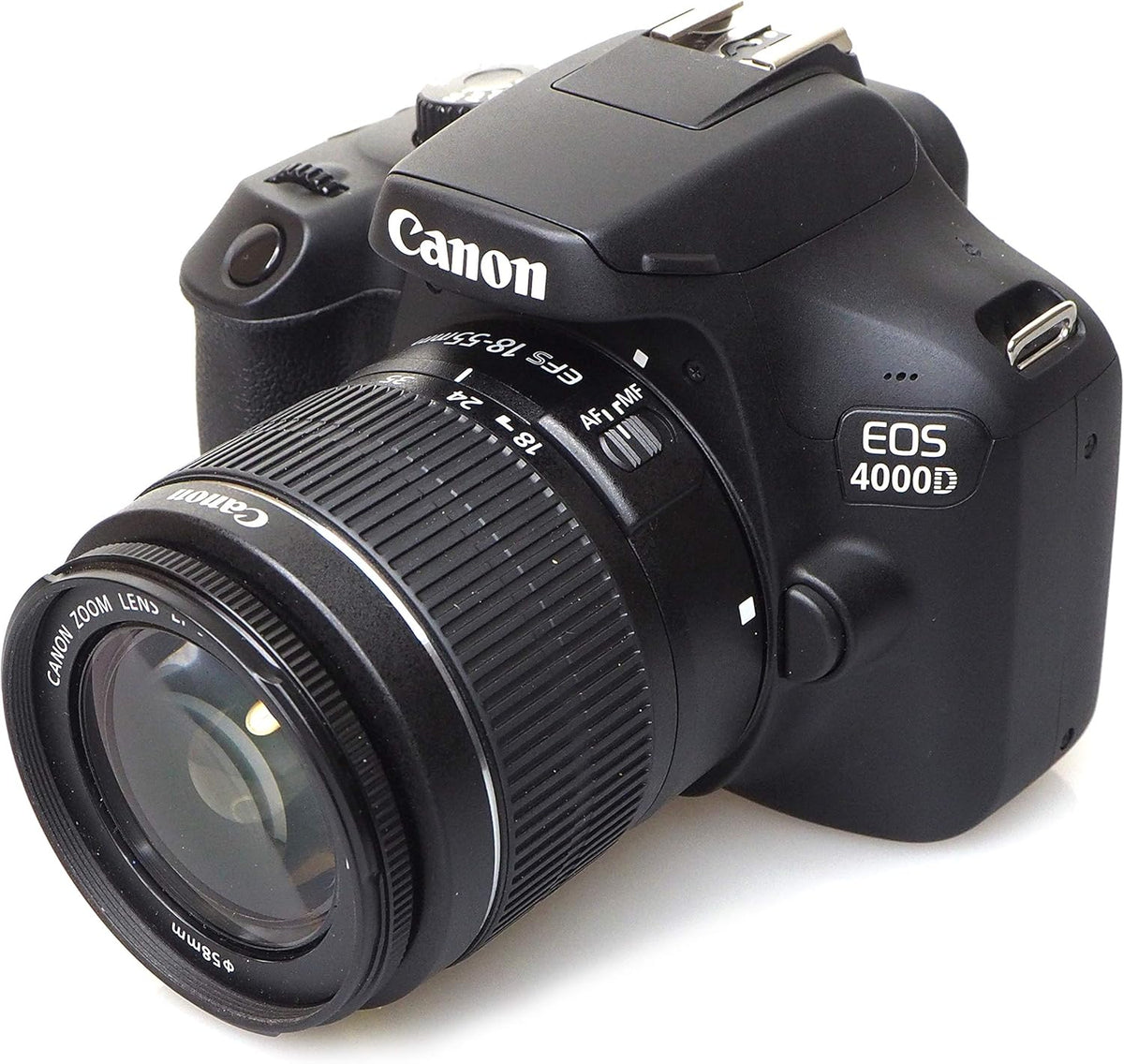 Canon EOS 4000D Spiegelreflexkamera - EF-S 18 bis 55 mm DC III Objektiv - CMOS Sensor und Canon EF Bajonett - schwarze Digitalkamera mit JPEG und MP4