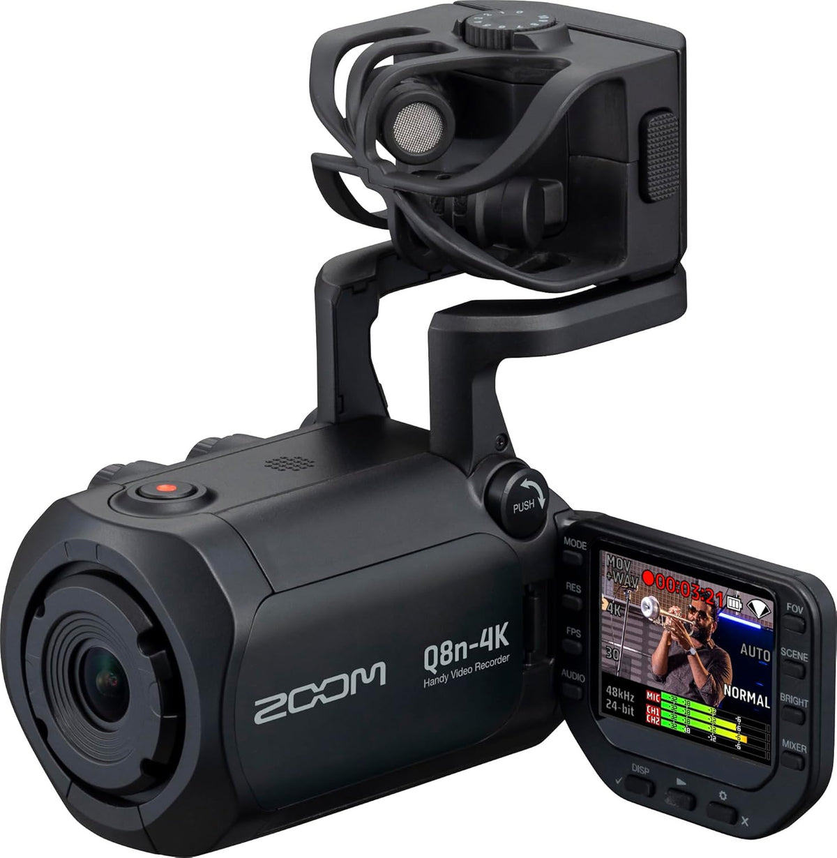 ZOOM Q8n-4k Video Handy Recorder - 4K UHD Camcorder mit 4 Spur Audioaufnahme - XLR und Line Eingänge mit WAV Aufzeichnung - Für Film Musik und Live Streaming in Schwarz