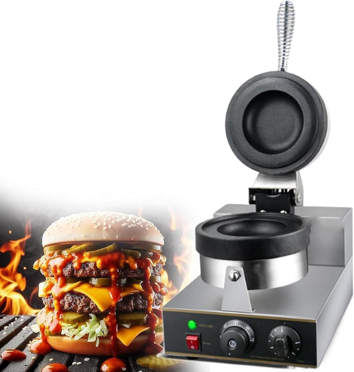 Burger Maker Maschine elektrische Burgerpresse - 1200W kommerzieller Burger Grill Toaster - für Sandwiches Brot und Pfannkuchen - elektrische Backmaschine
