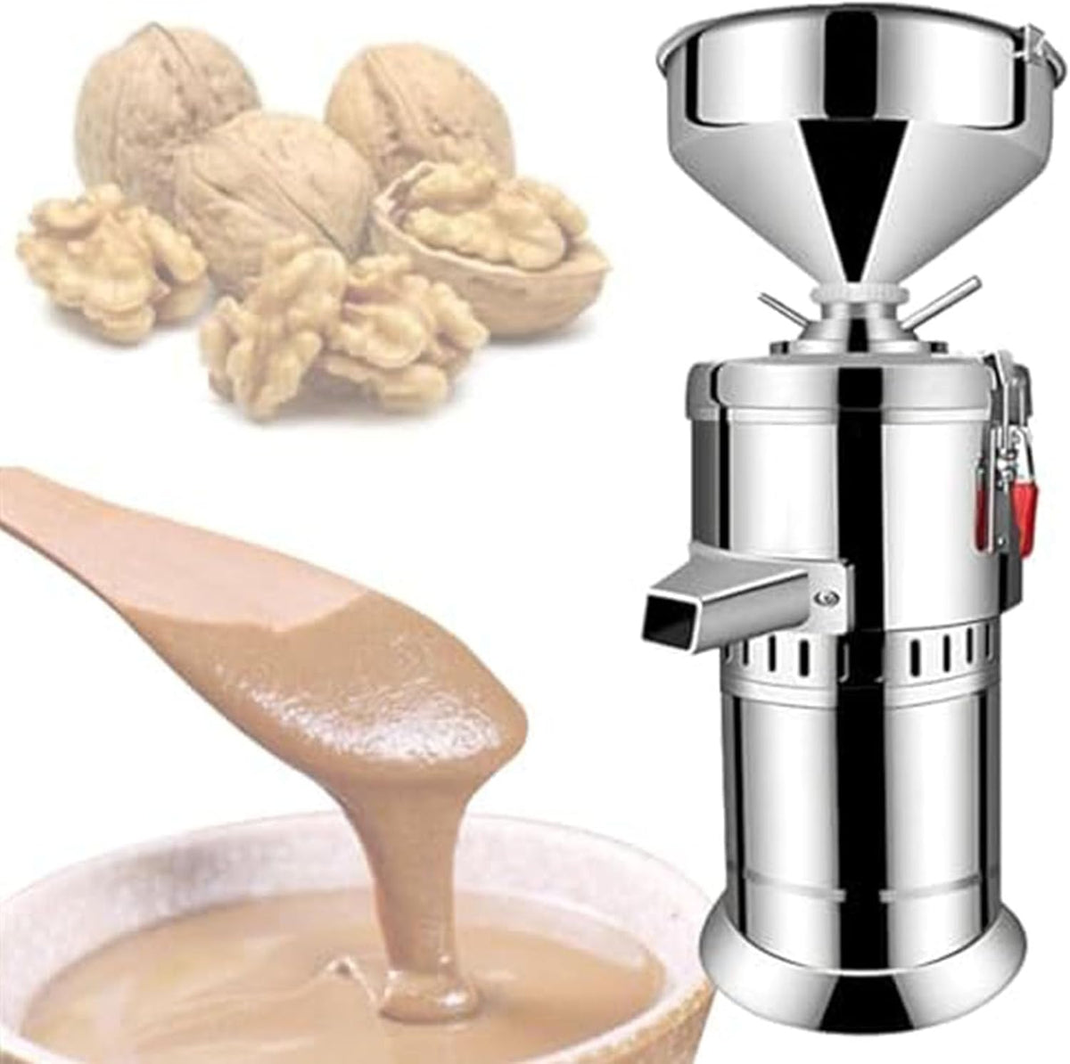 PixCy Elektrische Nussmühle 1100 Watt - Gewerbliche Erdnussbutter Maschine mit 15 kg pro Stunde - Lebensmittelmühle für Nüsse Getreide und Gewürze - Synthetisches Material