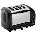 Dualit Classic 4-fach Vario 2,2 kW Toaster - Modell 40344 E266 mit 2 oder 4 Schlitzen - Austauschbare Proheat Elemente und mechanischer Timer - Schwarz Edelstahl