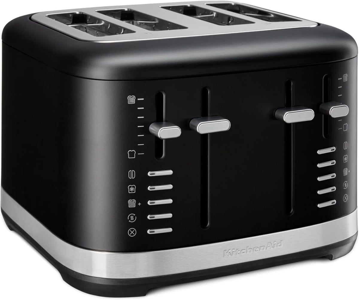 KitchenAid 5KMT4109EBM Toaster für 4 Scheiben - 1960W mit 7 Bräunungsstufen - 3,2 cm extrabreite Schlitze - Matt Schwarz mit Bagel und Auftaufunktion