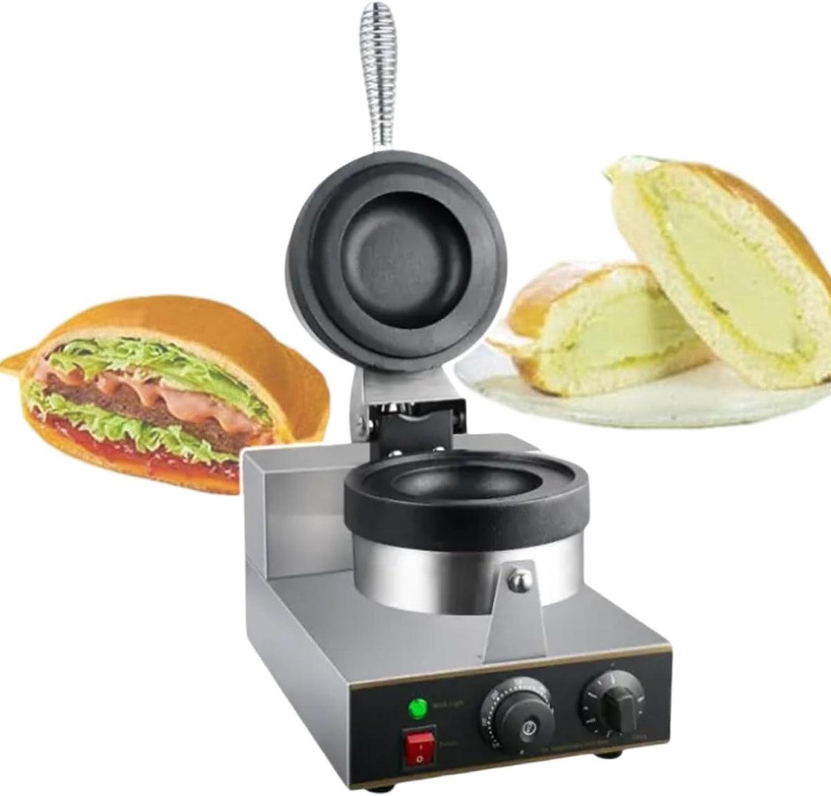 Eiscreme Burger Maker - Elektrische Panini und Sandwich Presse mit separater Knopfsteuerung - Anti Brühgriff für komfortable Bedienung - Hamburger Maschine für 110 Volt
