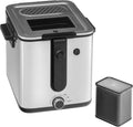 WMF Küchenminis Mini Fritteuse mit Kartoffelschneider - 1000W Edelstahl Fritteuse mit 1 Liter Ölbehälter - herausnehmbarer Behälter - Cromargan matt