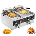 VEVOR Elektro Doppel Fritteuse - Zwei Tanks mit 2 Körben und Zeitsteuerung - Edelstahl Aufsatzfritteuse mit Temperaturregelung - Für Küche Restaurant und Café