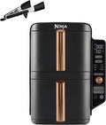 Ninja Double Stack XL Heißluftfritteuse - 9,5L mit 2 vertikalen Schubladen und 4 Kochstufen - 6 Funktionen für bis zu 8 Portionen - Schwarz Kupfer SL400EUCP