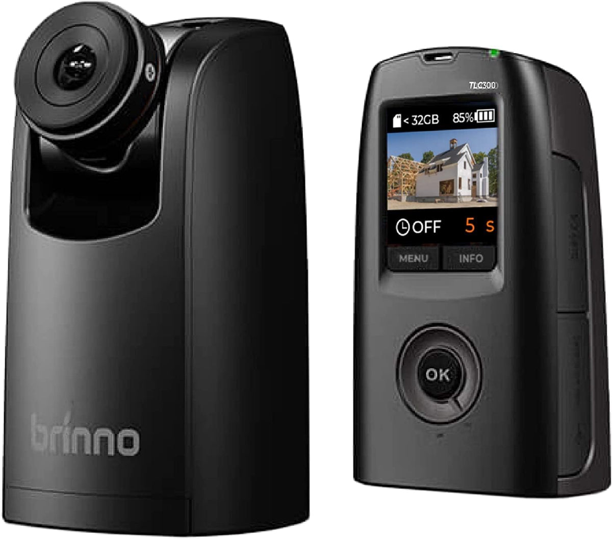 Brinno TLC300 Zeitrafferkamera - 1080p HDR Full HD mit 118 Grad Sichtfeld - 1,44 Zoll entspiegelter IPS Bildschirm - bis 100 Tage Akkulaufzeit für Bauprojekte Innen und Außen