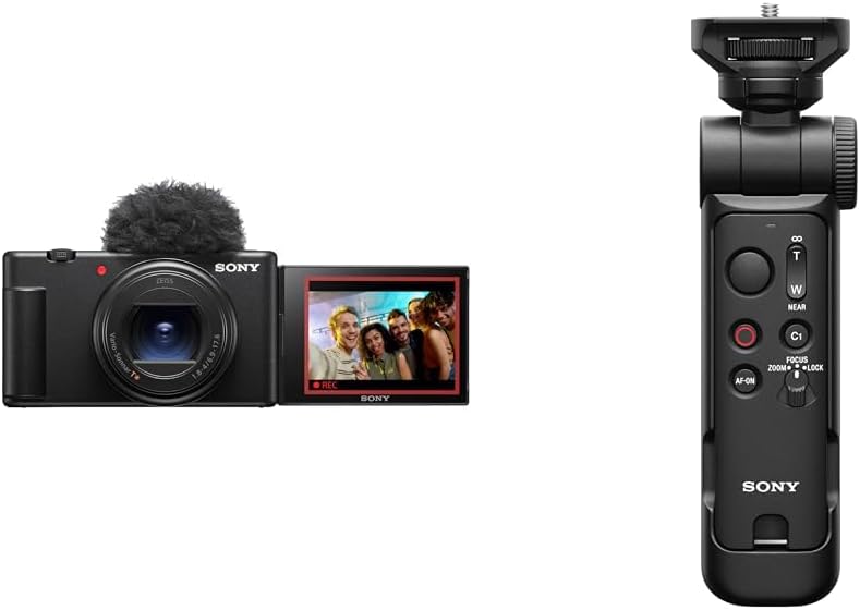 Sony ZV-1 II ZV1M2 Vlogging Kamera - 20,1 MP Kompaktkamera mit 4K Video - schneller Autofokus und Klappdisplay - Mikrofoneingang mit GPVPT3 Zubehör