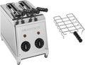 Milantoast Zweifach Toaster - Zwei Toastplätze mit Zangen und Brötchenaufsatz - Edelstahl in gebürsteter Metalloptik - Für Toast und gegrillte Käsesandwiches