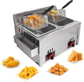 Propan Gas Fritteuse für die Arbeitsplatte - robuster Edelstahl mit Korb und Tank - für Pommes Frites Huhn und weitere Frittiergerichte - kommerzielle Fritteuse für Zuhause und Restaurant