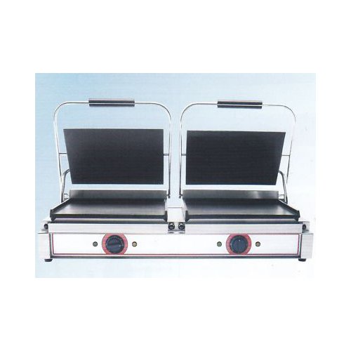 Gusseisen Platte RS 1691 - Glatte doppelte Grillplatte für Toast und Sandwiches - Große Kontaktgrill Ausführung für Pizza - RESTAURANT STORE 11 kg