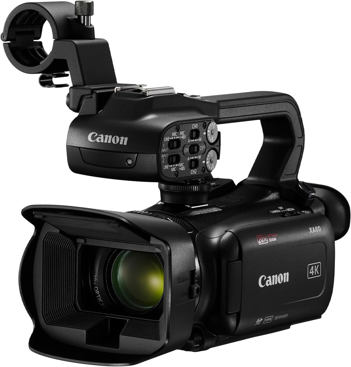 Canon XA60 Camcorder 4K Full HD - UHD Videokamera mit 20fach Zoom und 2,3 Zoll CMOS Sensor - 5 Achsen Bildstabilisierung und Autofokus - HDMI 3,5 Zoll Display und UVC Streaming