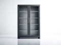 Bücherregal Glas Dunkelgrau Metall 90x35x180 cm - 2 Türen Vitrine Stauraum Wohnzimmer Modern