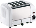 Dualit Edelstahl-Toaster 4 Scheiben weiß - Elektrischer Brottoaster mit 2,2 kW Leistung - Metallgehäuse aus legiertem Stahl - Vier Scheiben Toaster für Frühstück