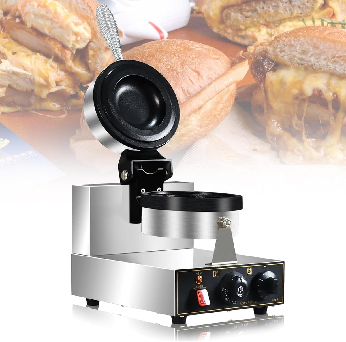 UFO Burger Maker Maschine VNATWGOO - 1300 W und 2600 W Elektrischer UFO Sandwich Maker - Einstellbare Temperatur und Timer - Burger Versiegelung SingleHead