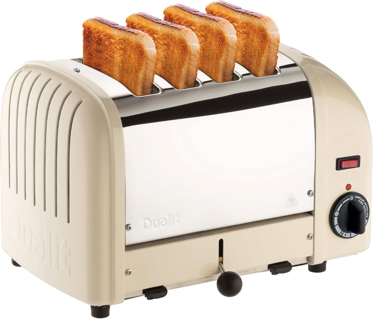 Dualit Classic 4 fach Vario Toaster 40354 - 2200W für 4 Scheiben - Creme und Edelstahl - ProHeat Heizelemente mit Timer und Auftaufunktion