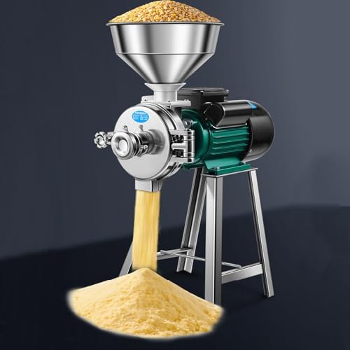 Elektrische Futtermühle 4800 Watt - Nass und Trocken Getreidemühle mit Edelstahl - Einstellbare Mahlfeinheit für grobes und feines Mahlgut - Für dickflüssige und dünnflüssige Maische