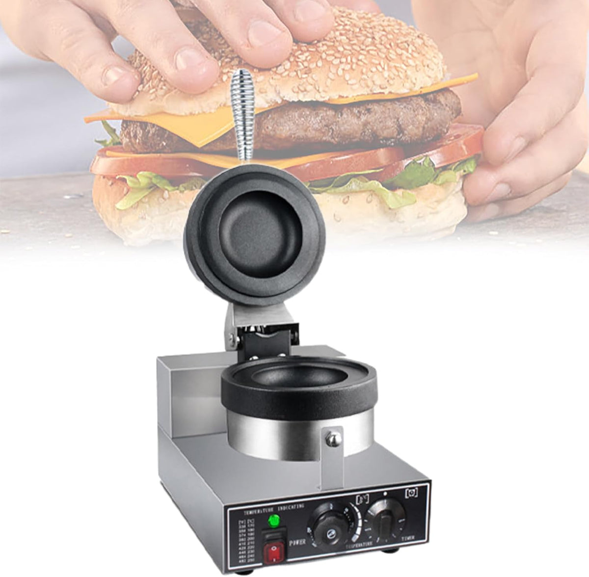 Burger Maker Maschine für Eiscreme Burger - 1200W elektrischer Burger Grill Toaster - Sandwich Presse für Brot und Pancakes - für Zuhause und Küche