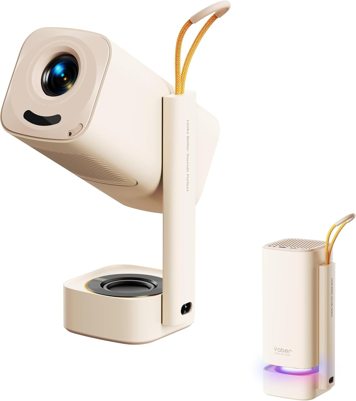 Yaber T1 Pro Mini Beamer mit Dolby Audio - Full HD 1080p und HDR10 - WLAN 6 und Bluetooth 5.4 - 180 Grad drehbarer Projektor mit Autofokus