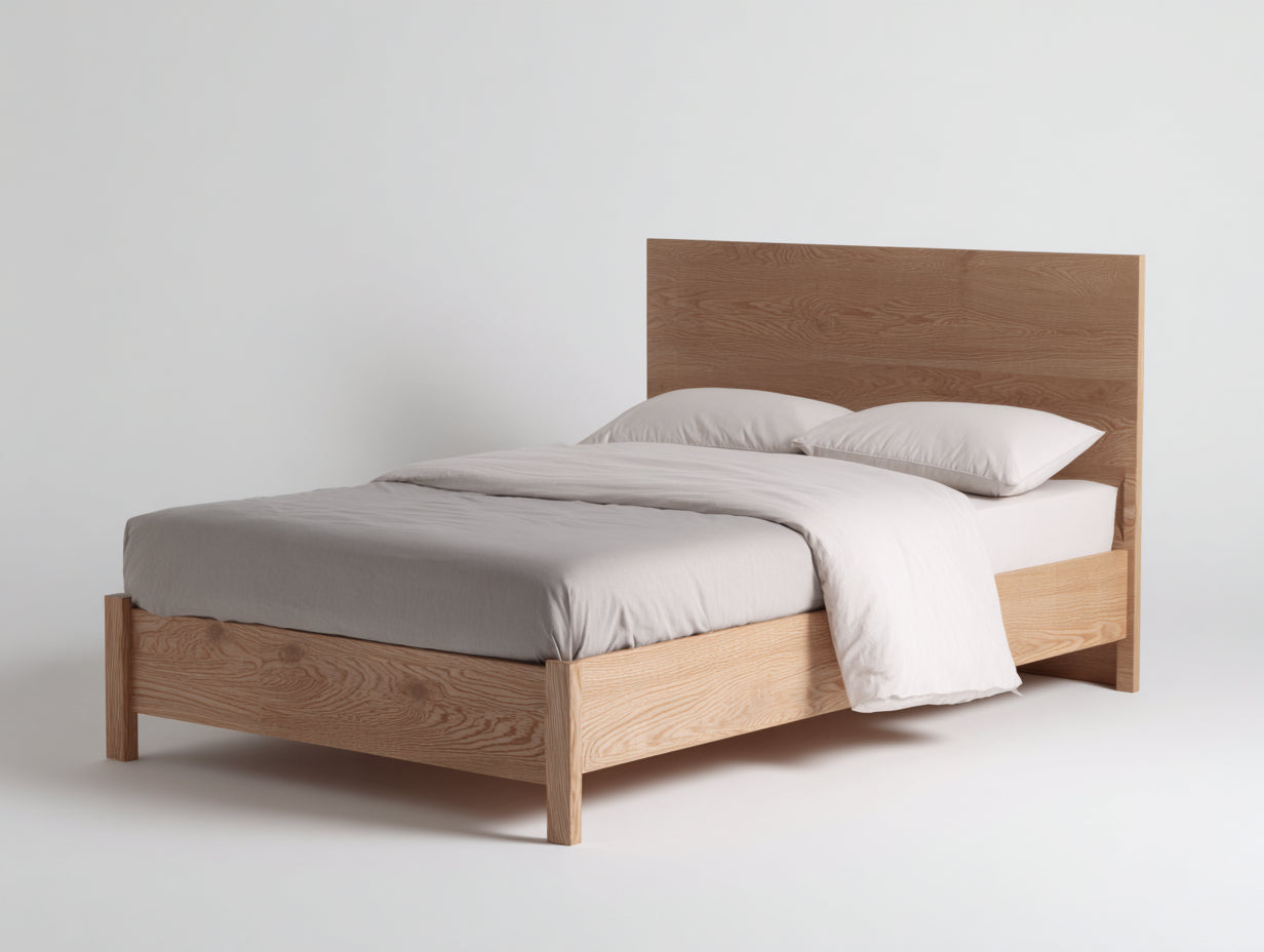 Doppelbett Holz Eiche Natur 200x160x100 cm - Modern Schlafzimmer Bett Minimalistisch Design