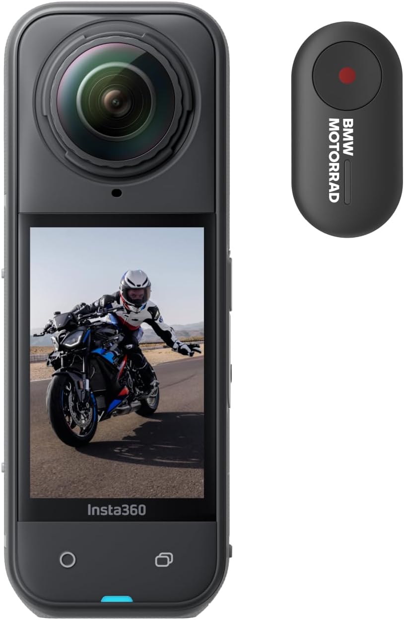 Insta360 X5 BMW Motorrad Edition - Wasserdichte 8K 360 Grad Action Cam in Nachtschwarz - Austauschbare Linse und Bildstabilisierung - 3 Stunden Akku und Windschutz