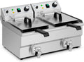Royal Catering RCPSF 18ETH Doppel Fritteuse - 2 x 9 Liter mit 6000 Watt - Temperatur von 50 bis 190 Grad und Ablasshahn - Elektro Gastro Fritteuse aus Edelstahl